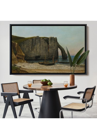 Çerçeveli Gustave Courbet - Etretat Kayalıkları Tablosu-7073