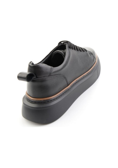 Siyah Hakiki Deri Erkek Sneaker E01811300503 Siyah