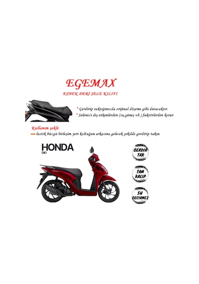 Egemax Honda Dio Esnek Sele Kılıfı Deri Su Geçirmez