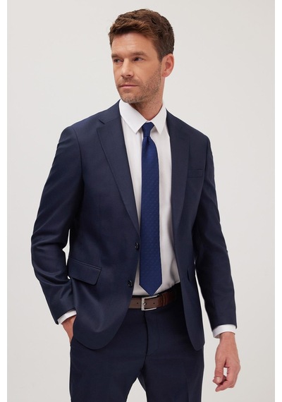 Tudors Erkek Slim Fit Mono Yaka Koyu Lacivert Takım Elbise-41300 Koyu Lacivert
