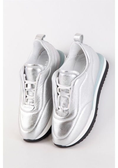 Balla Gümüş Hakiki Deri Kadın Sneaker-Gumus Gümüş