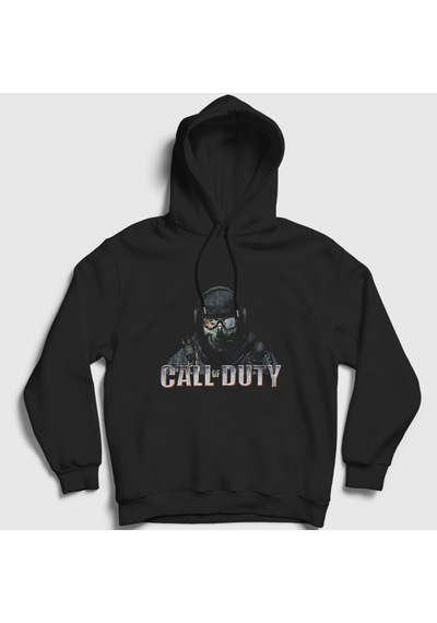 Presmono Unisex Soldier Call Of Duty Kapüşonlu Sweatshirt Siyah