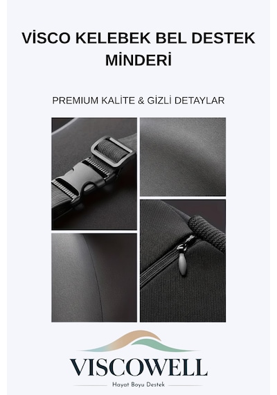 Visco Kelebek Bel Destek Minderi Visco Sırt Minderi Ofis, Ev, Araç Bel Destek Minderi