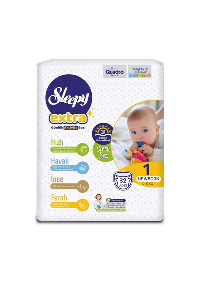 Sleepy Extra Günlük Aktivite Bezi 1 Numara Yenidoğan 32 Adet