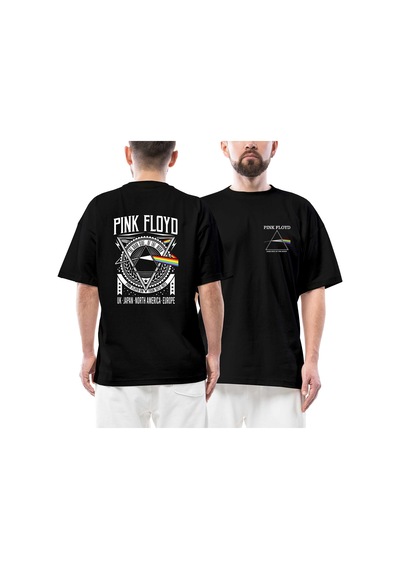 Pink Floyd Triangle Dark Side Of The Moon Ön Arka Baskılı Siyah Oversize Tişört