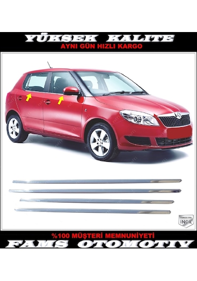 Skoda Fabia Mk2 Hb Krom Cam Çıtası 4 Prç 2008-2014 Arası P.Çelik