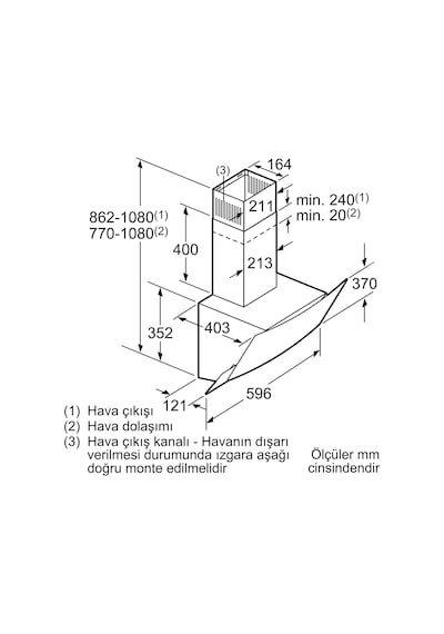 Profilo DVE6G520 Duvar Tipi 60 CM Davlumbaz