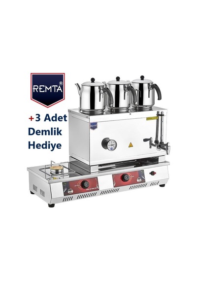 Remta 55 Model Gazlı (Ce) 3 Demlikli Çay Kazanı -33 Lt.+Demlik