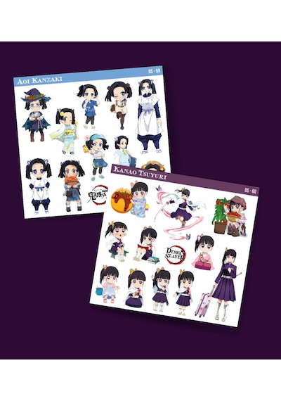 Demon Slayer-aoi Kanzaki-kanao Tsuyuri-parlak Kağıt -2li Sticker Set-telefon Süsleme Beyaz