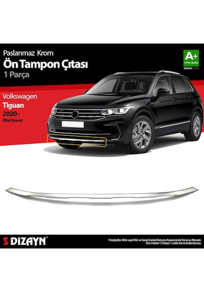 S-Dizayn  Volkswagen Tiguan Krom Ön Tampon Çıtası 2020 Üzeri Mat Krom