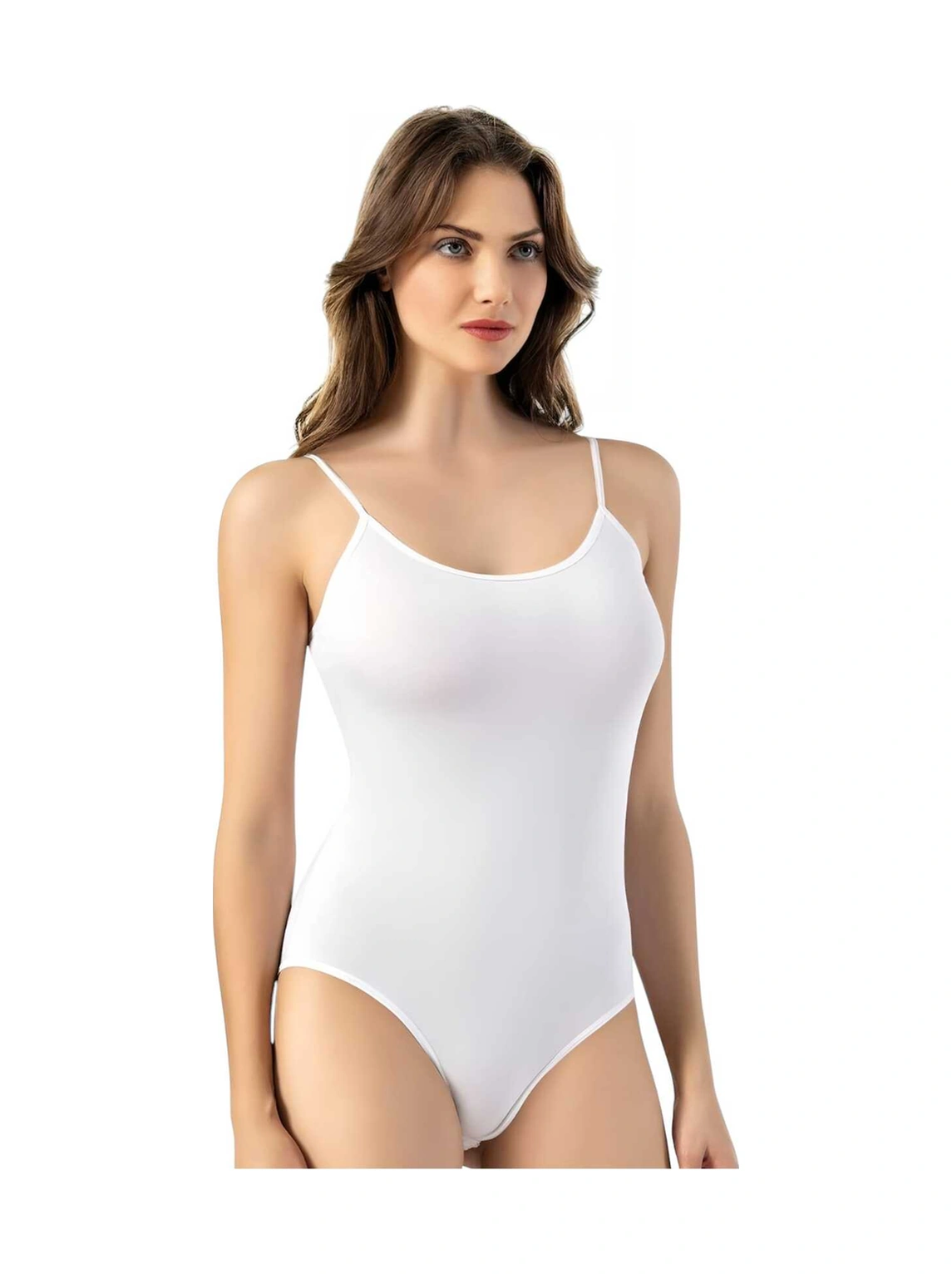 Tezzgelsin Kadın 6'lı İp Askılı Çıtçıtlı Body Beyaz
