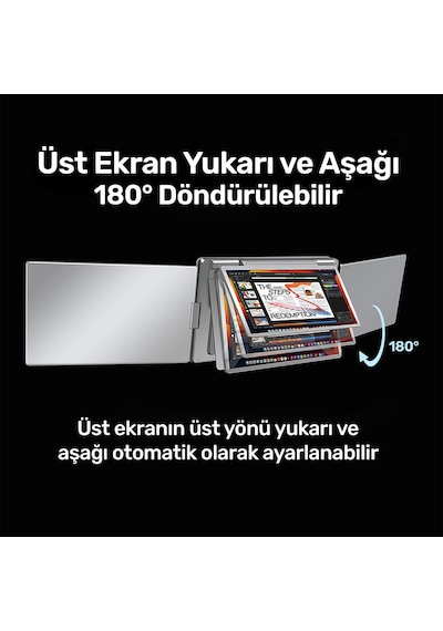 Npo Npm788 16" Fhd 1200p Ips Type-c Taşınabilir 3'lü Monitör Çoklayıcı Standlı Notebook Monitör