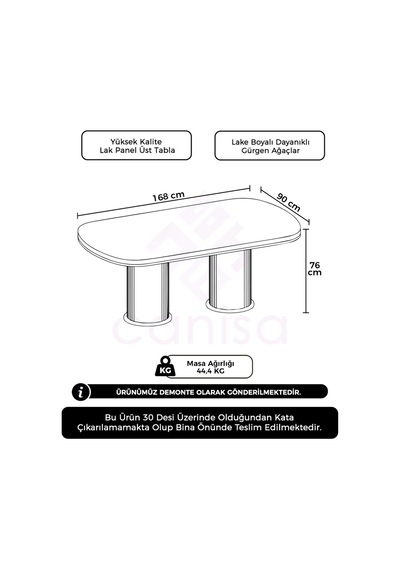 Canisa Galya Serisi Lak Panel 90x168 Sabit Mutfak Masası Sonata Masa Krom Pvc Canisa Galya Serisi Lak Panel 90x168 Sabit Mutfak Masası Sonata Masa Krom Pvc