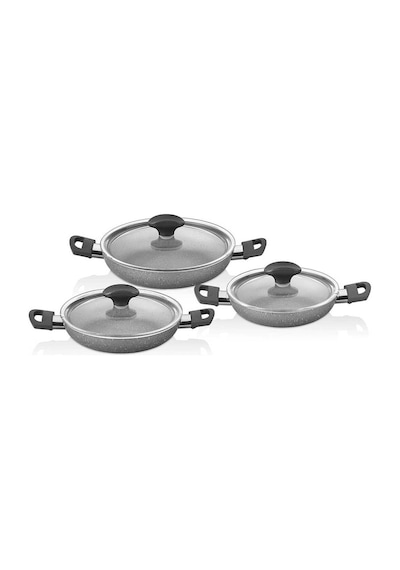 Papilla Fred 6 Parça 18-20-22 CM Granit Omlet Sahan Seti Gri