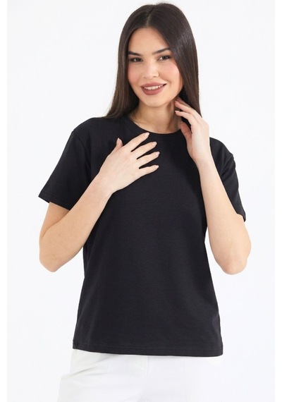 Thiff Gymwear Kadın Modal Kumaş Kısa Kolu Basic Tişört Siyah