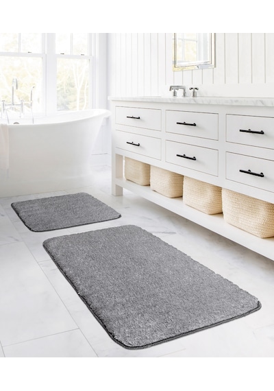 Koza Home Koza Home Segura Peluş Gri Kaydırmaz Taban Banyo Paspası Gri