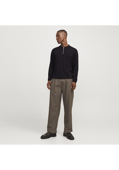 Jack & Jones Erkek Polo Yaka Uzun Kollu Triko Üst - Emil - 12268210 Siyah