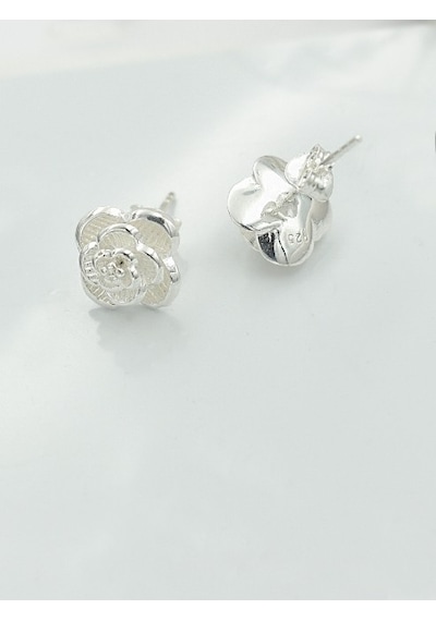 Brezza Lusso Jewelry Gümüş Bayan Küpe Gül Çiçek Bayan Gümüş Küpe