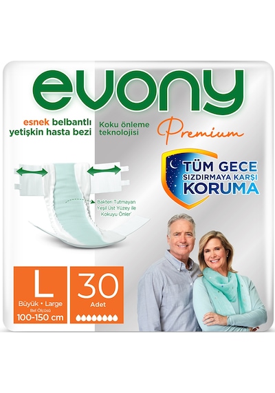 Evony Premium Belbantlı Yetişkin Hasta Bezi L 30'lu