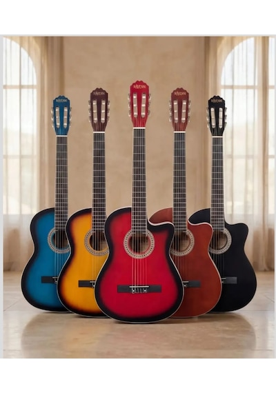 Ravenni Rcg-120 4/4 Klasik Gitar Tam Boy Kesik Kasa Kılıf+penaseti+kapo Hediyeli Siyah