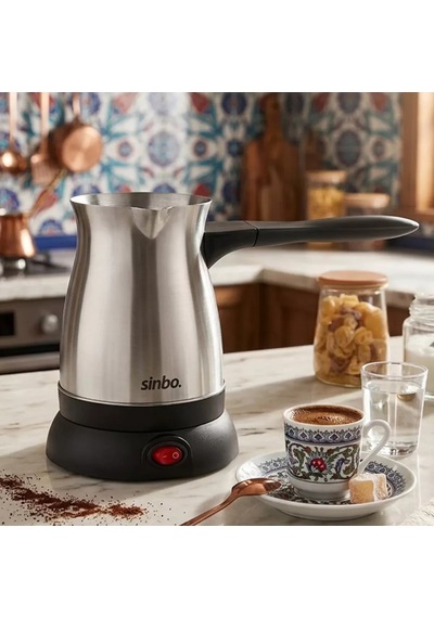 Çelik Elektrikli Cezve - Türk Kahvesi Makinesi 500 Ml 6 Fincan 360 Kablosuz