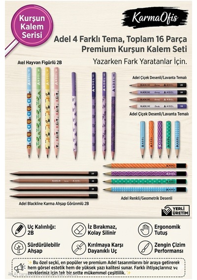 Premium Kurşun Kalem Seti 16 Parça 2b Ergonomik, Dayanıklı, Silinebilir, Okul Ofis Çizim Kalemi Beyaz