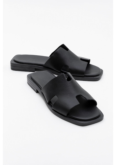 Luvishoes Luvi Shoes Jez Siyah Cilt Hakiki Deri Kadın Terlik Siyah