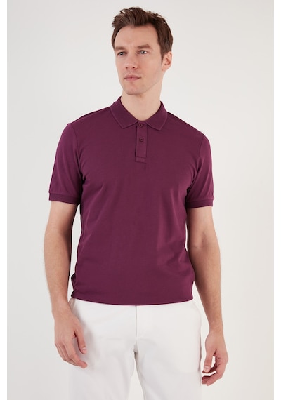 Buratti Pamuklu Regular Fit Düğmeli Erkek Polo Yaka T Shirt 5902739 Mürdüm