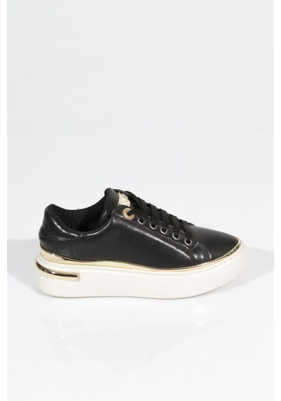 Dgn 2555 Kadin Sneakers Ayakkabi Siyah Beyaz Altın