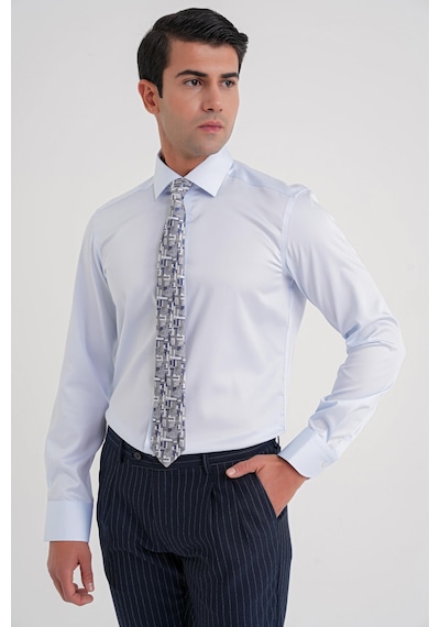Efor Slim Fit %100 Pamuk Non Iron Kumaş Klasik Mavi Gömlek Gk 734 Mavi