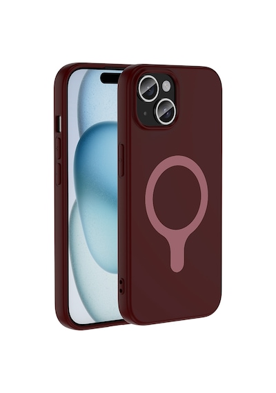 Maks Technology iPhone Uyumlu 15 Kılıf M-safe Şarj Özellikli Mkst Aris Silikon Kapak - Mürdüm