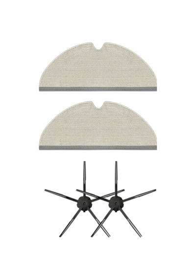 Roborock Q7 Max Uyumlu Siyah Mop Ve Yan Fırça-4 Parça