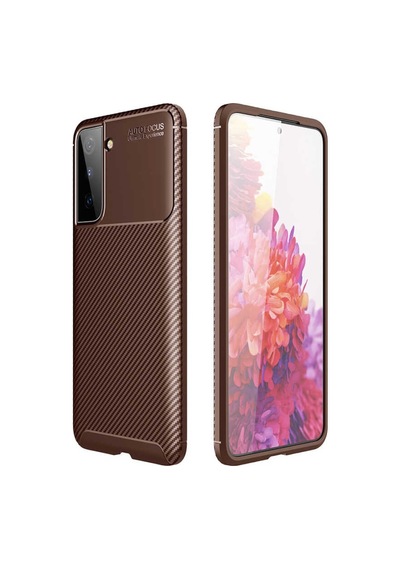 Samsung Uyumlu Galaxy S21 Plus Kılıf Zore Negro Silikon Kapak-Kahvereng