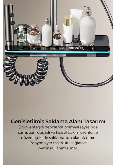 Robo K12c Yeni Nesil Led Göstergeli Tuşlu Dijital Duş Sistemi Gri