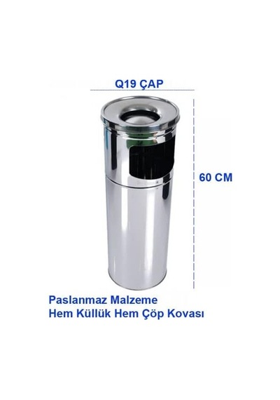 Cekinox Ayaklı Çöp Kovası 60 Cm Modern Gümüşi / Metalik Paslanmaz Çelik Diğer