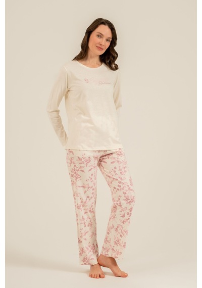 Arnetta Kadın Excuisite Flowers Krem Uzun Kol Pijama Takım Ar3743-s-v1 Ar3743-s-v1