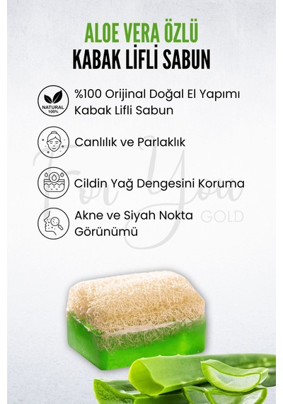 Kabak Lifli Aloe Vera Özlü El Yapımı Sabun Kabak Lifi - Lavanta