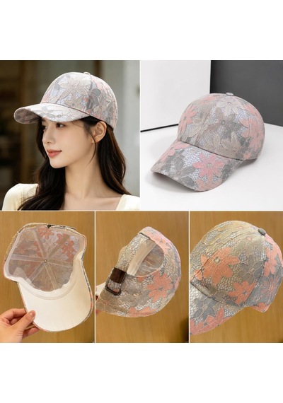 Valkyrie Kadın Dantel Desenli Şapka Çiçek Desenli Baseball Cap Ayarlanabilir Güneş Koruyucu Şapka Pembe