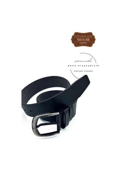 Sermoda 44 Mm Baskılı Kaliteli Vegetal Deri Erkek Kot Kemeri Siyah