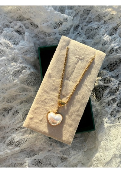Pearl Heart Gold Kolye Altın