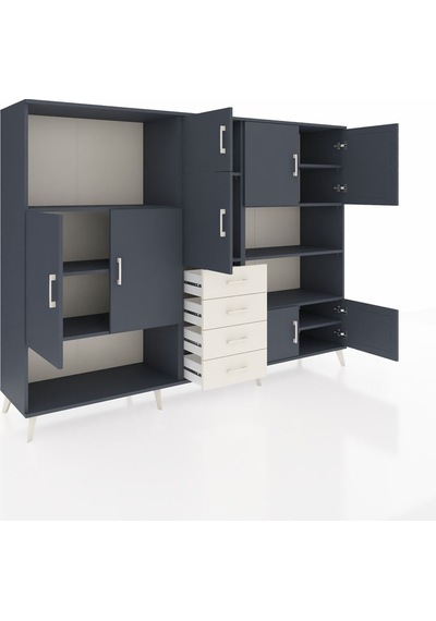 Hyperion Dolap 9 Raflı 4 Çekmeceli 8 Kapaklı 220x44x163 Antrasit- Antrasit-antrasit/aytaşı Hyperion Dolap 9 Raflı 4 Çekmeceli 8 Kapaklı 220x44x163 Antrasit- Antrasit-antrasit/aytaşı