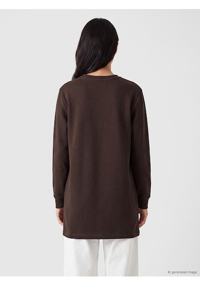 LC Waikiki Lc Waıkıkı Kahverengi Bisiklet Yaka Fırfırlı Kadın Sweatshirt Tunik