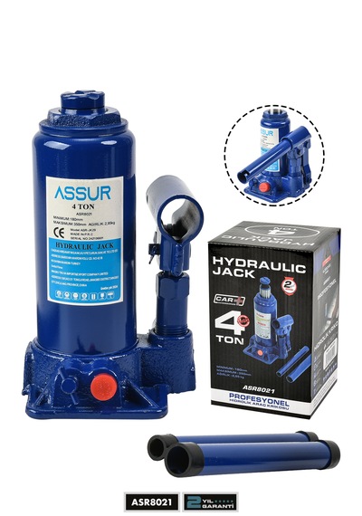 Assur Asr8021 4 Ton Oto Kaldırma Krikosu Şişe Kriko Hidrolik Mavi