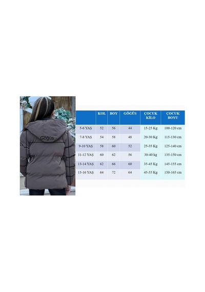 Kız Çocuk Nova Kumaş Kapüşonlu Cepli Beli Lastikli Büzgülü Su Geçirmez Kışlık Mont Km4013 Mint