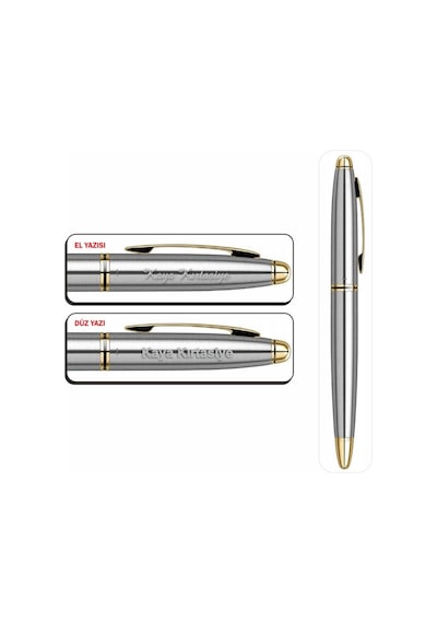 Scrikss Isminize Özel 88 Gold Krom Tükenmez+Dolma Kalem Set