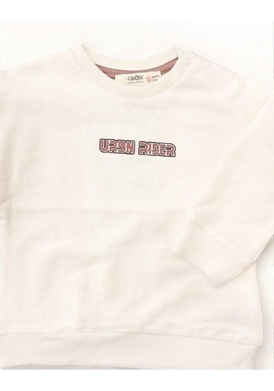 Çikoby Erkek Bebek Urbn Rider Yazılı Sweatshirt-14875 Krem