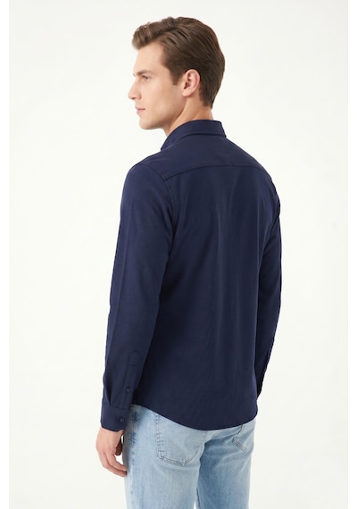 Advante Erkek Spor Slim Fit Uzun Kol Petek Dokulu Gömlek Bgl-st05482 Lacivert