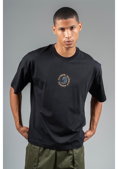 Maraton Sportswear Oversize Erkek Bisiklet Yaka Kısa Kol Basic Siyah T-shirt 23242-siyah