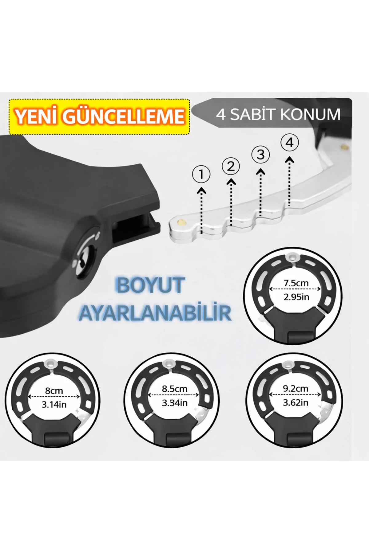 Taşınabilir Kelepçe Kilit - Kırılmaz Kelepçe & Çelik Zincir - Anahtarlı Siyah