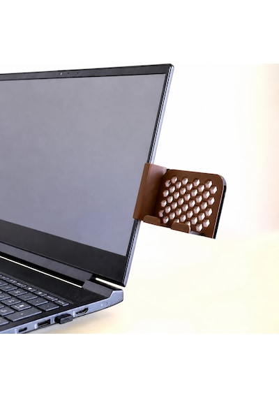 Vaveni 3d Baskı Monitor Telefon Tutucu - Petek Desenli Laptop Kenar Telefon Tutucu-kahverengi Arz